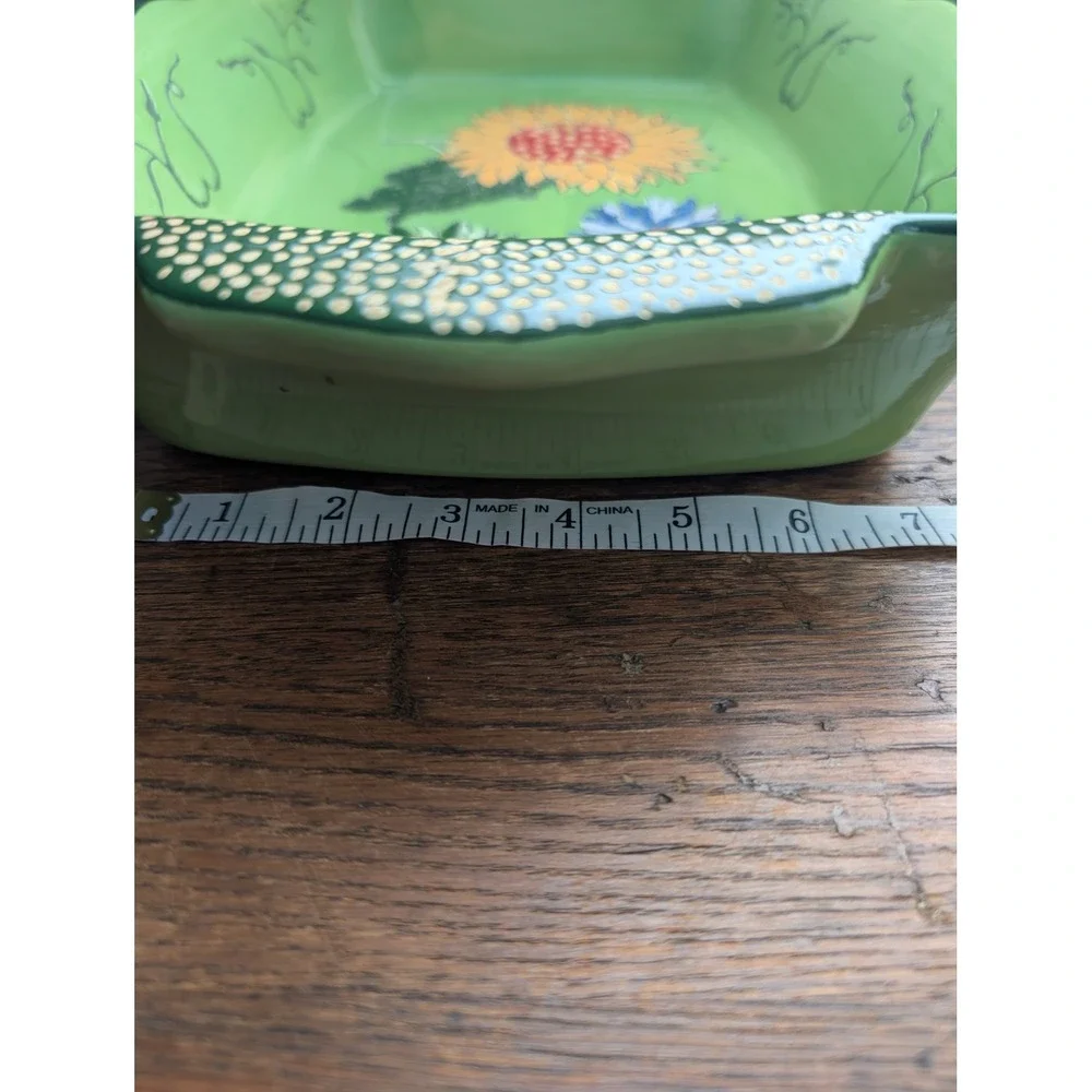 Blue Jean Chef Sunflower Ceramic Baker Set 2pc Green Floral Lasagna Casserole